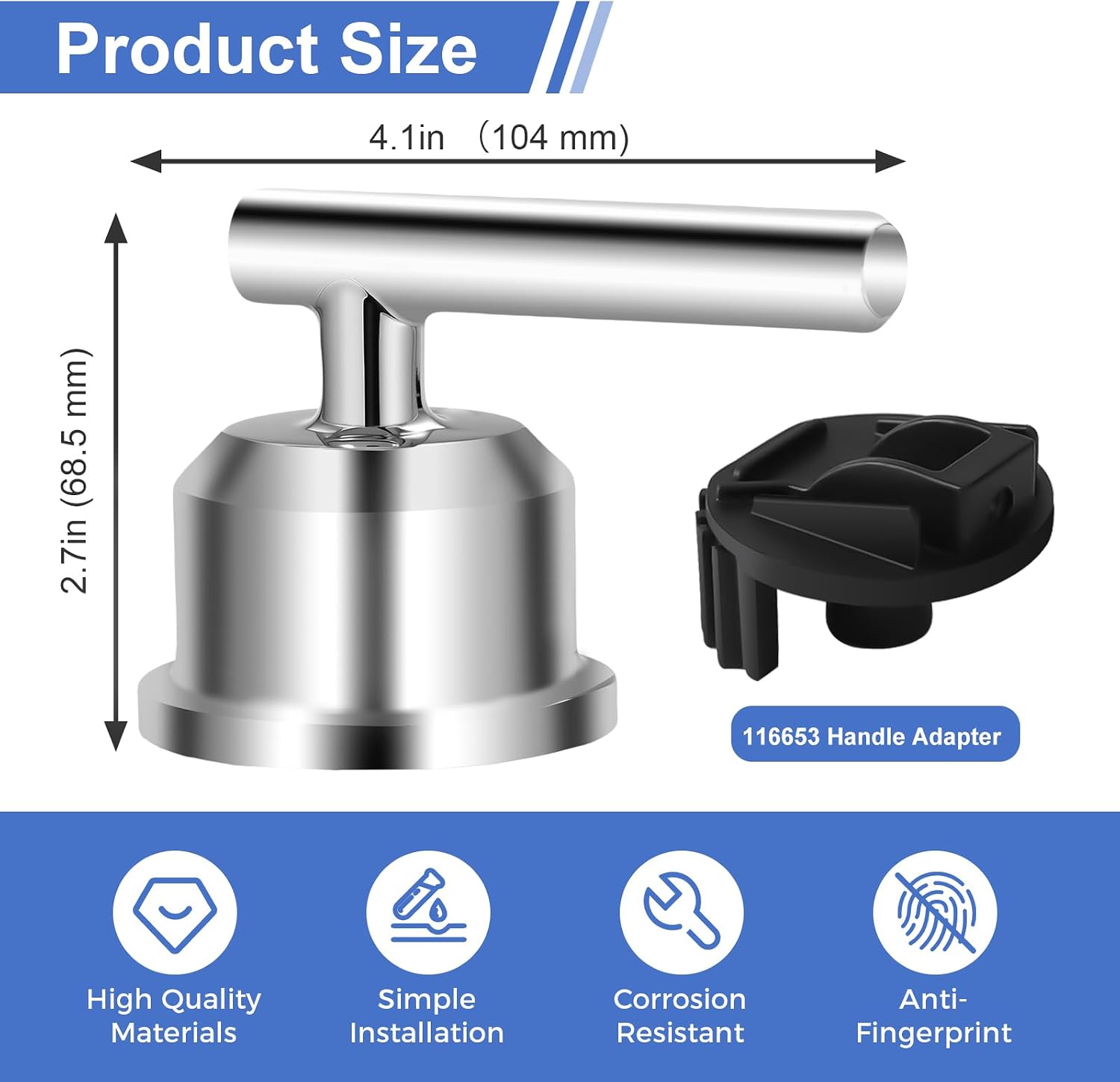 Shower Handle Replacement, Compatible with Moen Posi-Temp Handle, Shower Faucet Handle, Solid Handle (Polished Chrome)