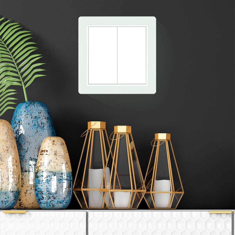 Lichtschalter, Lampenschalter, ❀ intelligente Lichtschalter, Glas-verdeckter Wippschalter, Wandlichtschalter mit einfacher oder doppelter Steuerung (Farbe: leeres Panel) (Farbe: leeres Panel) ( Color