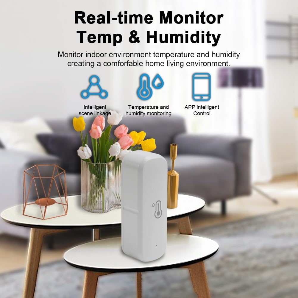 Wifi Tuya Sensore intelligente di temperatura e umidità con notifica remota app per serra domestica, termometro da interno ad alta precisione (zigbee/4 pezzi)