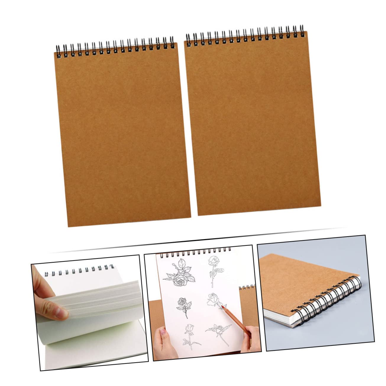 Skizzenbuch Braun aus Papier 2 Stück für Zeichnen, A4