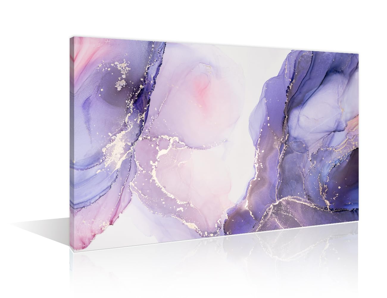 Colorful Ink Texture Paint Wall Art Decor 1 Panels Marble Spectacular Image Pictures Purple Painting Home Decor Print for Home Living Room Dining Room Stretched and Framed Ready to Hang (12"Wx18"H) — image 1