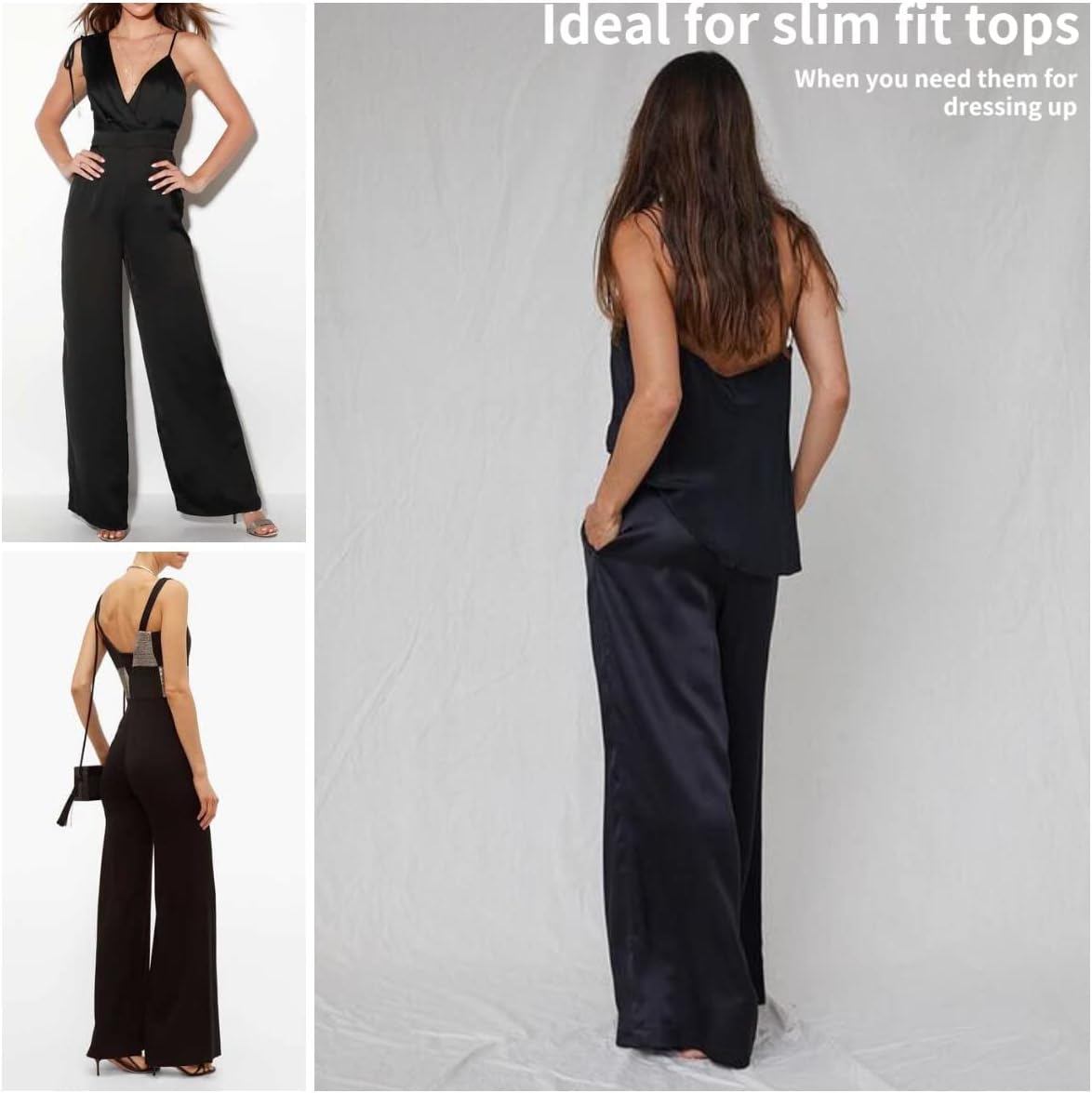 Wantschun Womens Wide Leg Pajama Pants Satin Silk Casual Loose Elastic Waist Lounge Pants Pj Bottoms - Image 8