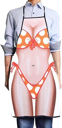 Miniatura 6 de VIPbuy Juego de 2 delantales de cocina ajustables con diseño de hombre desnudo y bikini para parejas, regalos novedosos