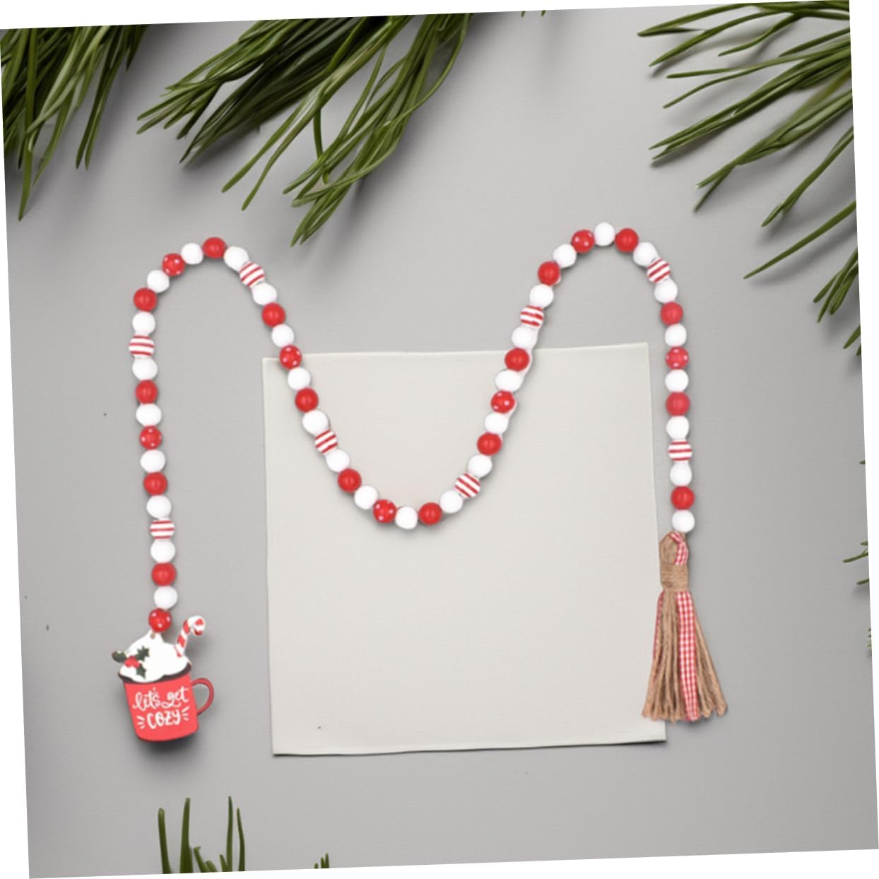 2pcs Wooden Bead Tassel Garland Decorative Beaded Tassels String for Party Christmas Decor Rustic Bead String Home Ornament