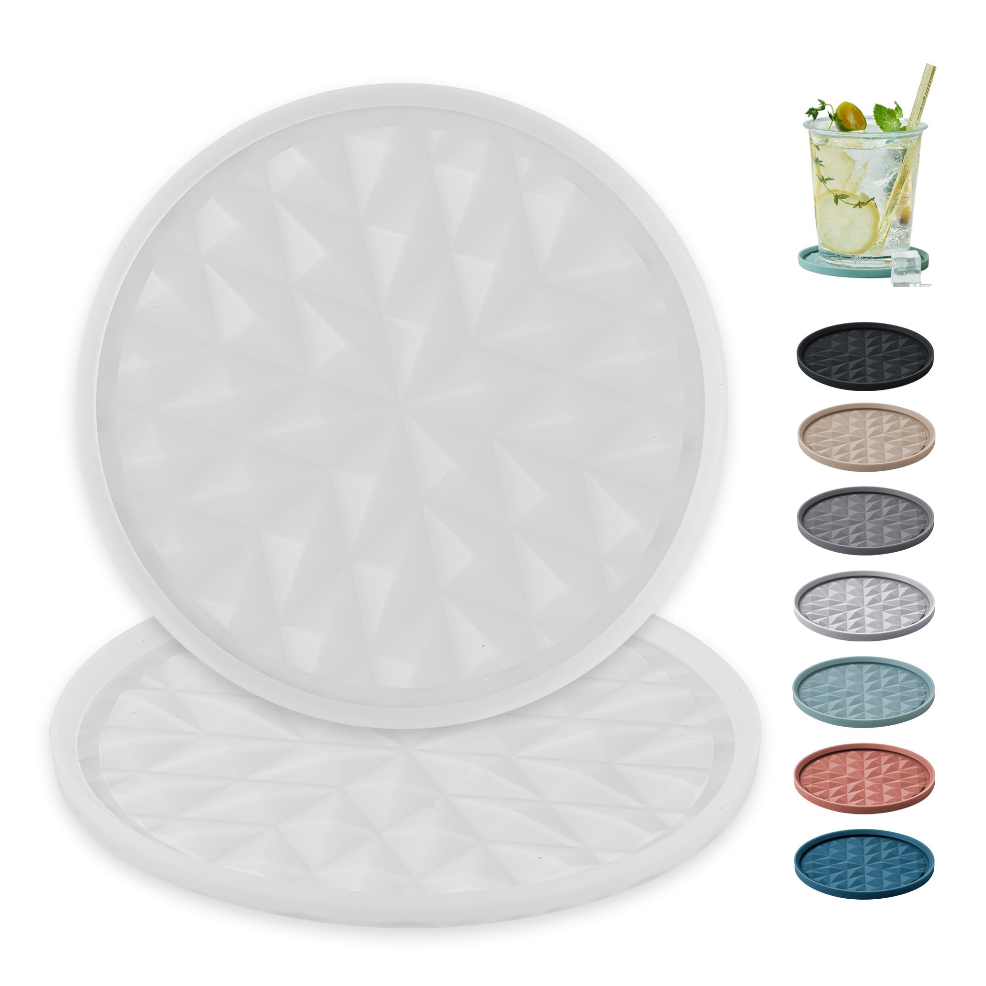 Wingcases - Yoghurt Pot Lids ONLY Fit 9.5cm Diameter Pots(2 Sets, Semi Transparent) Reusable Silicone Large Tops, Reversible to Coaster, for 9.5cm Yogurt, Cream Pots