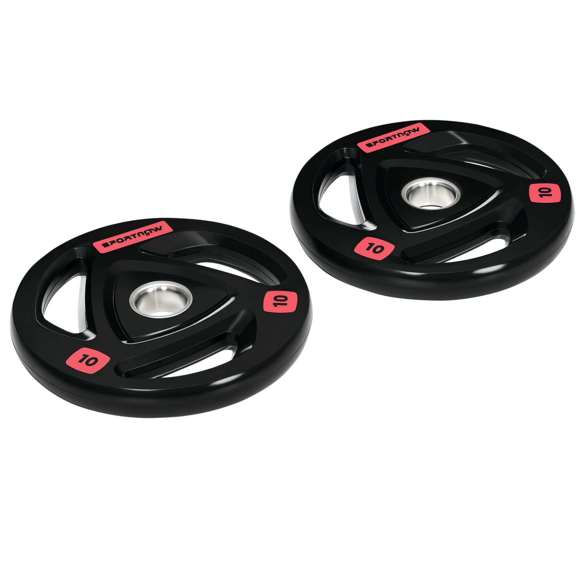 SPORTNOW Set di 2 Dischi Pesi da 2x5/10/15/20kg in Acciaio con Rivestimento in Gomma, Foro Ø5cm per Bilanciere e Impugnature per Uso Manuale