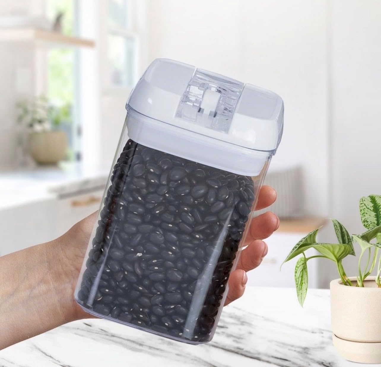 Food Storage Containers Set of 7, Clear Plastic, with Chalkboard Labels and Marker, 4.17" x 6.1