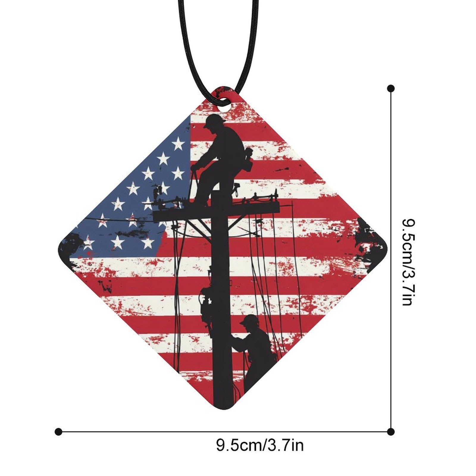 Lineman Am-erican Flag Electric Cable Lineman Car Air Freshener Hanging Aromatherapy Tablets for Car Accessories Rhombus