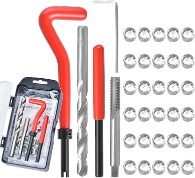 35 Pcs Thread Repair Kit, Stainless M8 x1.25mm Thread Repair Insert Kit Compatible Hand Tool Set for Auto Repairing