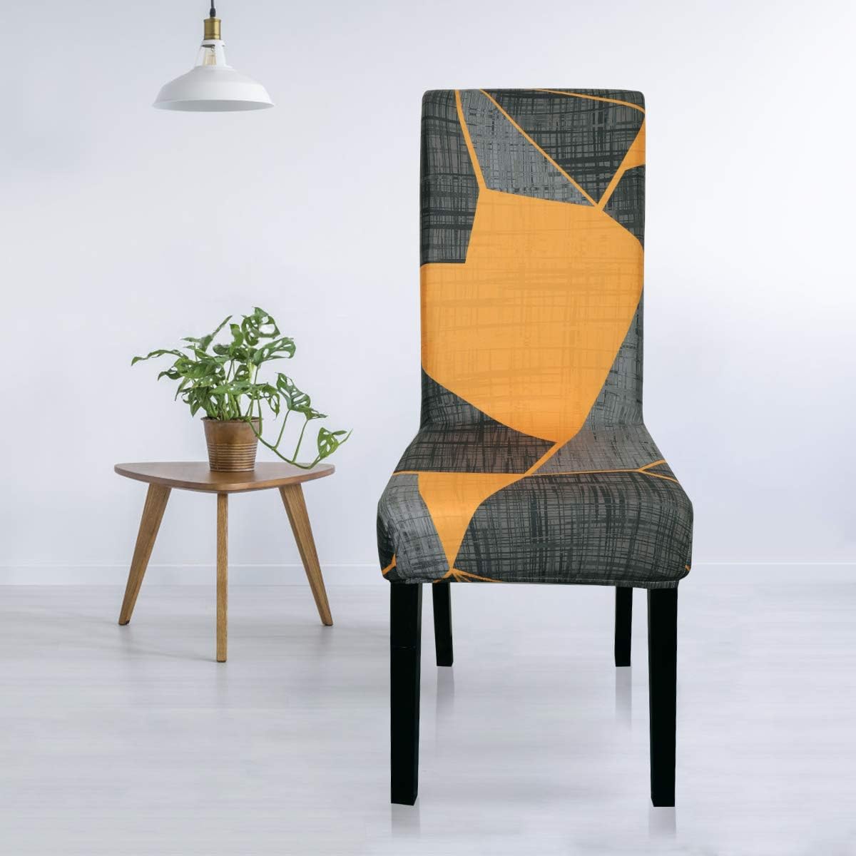 JIAN YA NA ining Chair Covers, Stretch Short Dining Chair Slipcovers Spandex Fabric Seat Protector Removable Washable for Home Dining Room Hotel Ceremony Banquet US Stock (Geometry 02, 6 Pack)