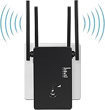 2025 Neuestes 1200Mbit/s WLAN Verstärker,WLAN Repeater,Dual-Band WiFi Signal Verstärker mit 4 externen Antennen und Internet Booster mit LAN/WAN Port.