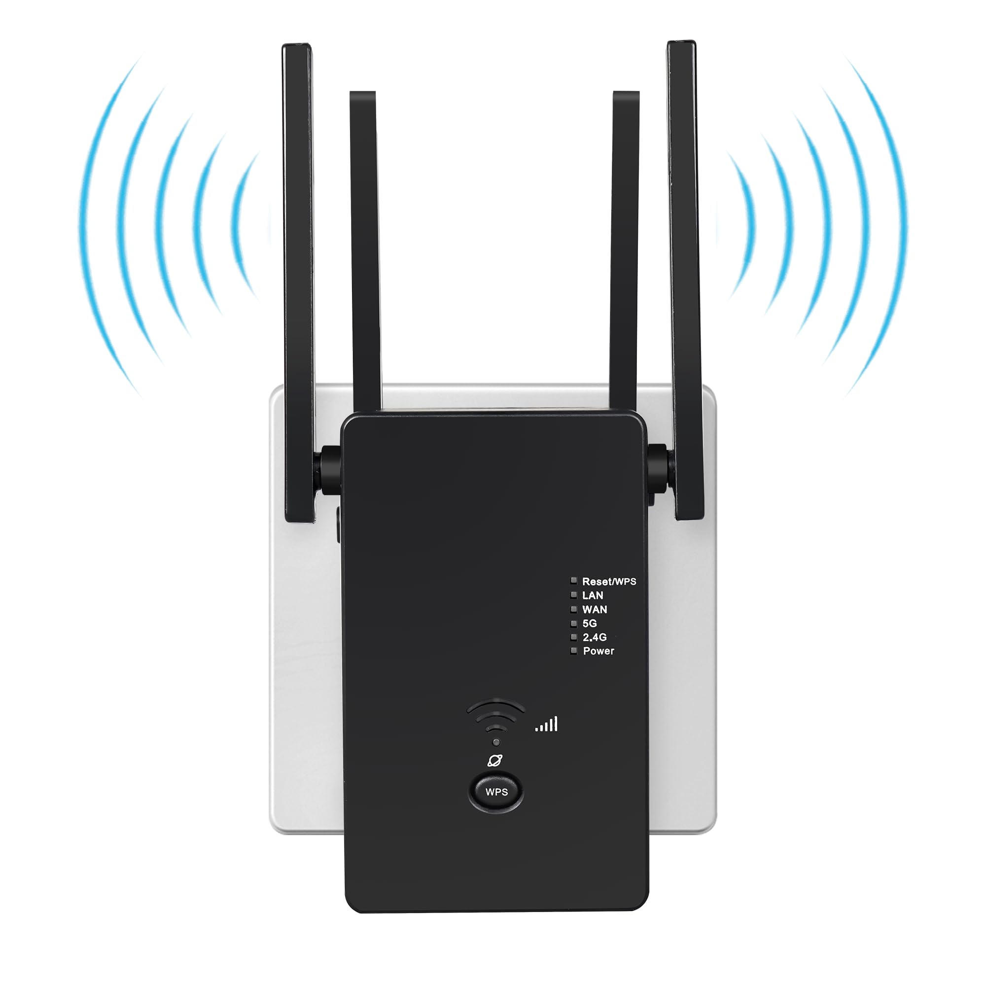 2025 Neuestes 1200Mbit/s WLAN Verstärker,WLAN Repeater,Dual-Band WiFi Signal Verstärker mit 4 externen Antennen und Internet Booster mit LAN/WAN Port.