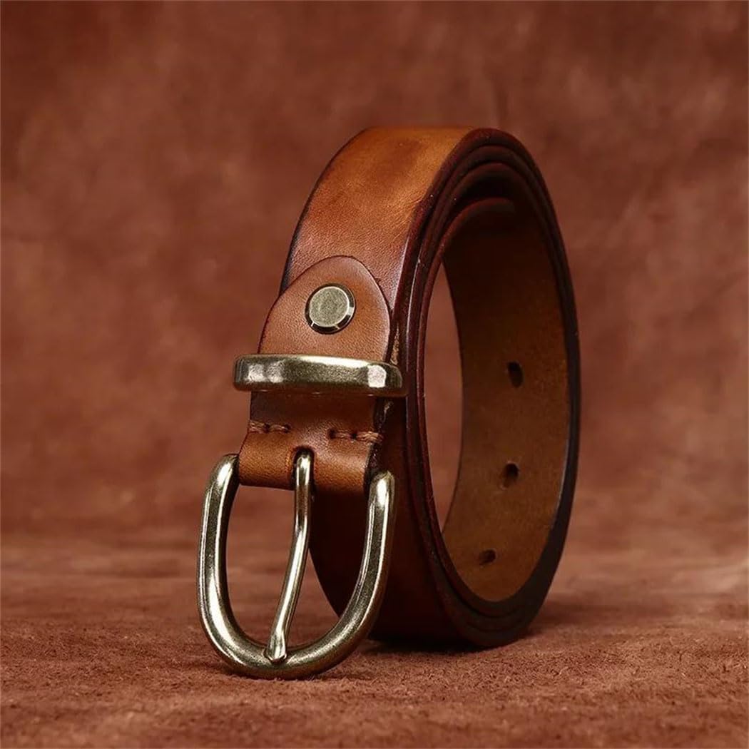 Women's Slim Leather Belt - 2.7 cm Solid Cowhide with Needle Buckle