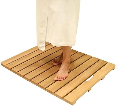 Bamboo Duckboard Bath Mat,Non Slip Shower Bathtub Mat,Wooden Tray, Bathtub Accessories, Anti Slip Bath Mats for Tub,Waterproof Wooden Floor Mat for Indoor Or Outdoor,30x60cm/12x24in