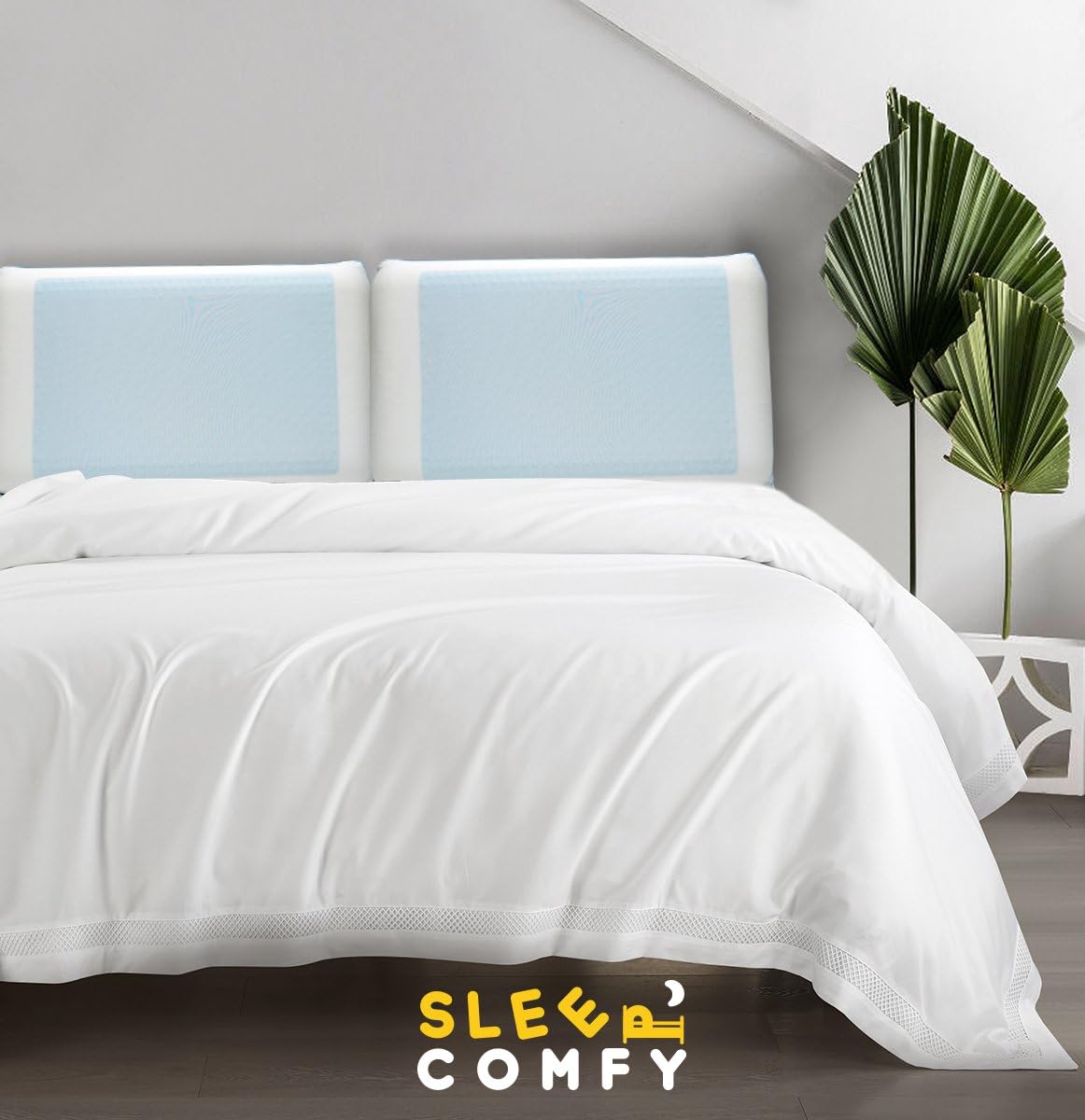 SLEEP COMFY Luxus XL Memory Foam Gel Cuscino rinfrescante (estate e inverno) Oeko-TEX, cuscino ortopedico per il collo, cuscino rinfrescante in gel per chi dorme sul fianco, per chi dorme sulla