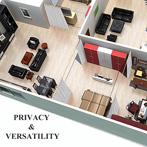 Image of NICETOWN Room Dividers Heavy Curtains Screens Partitions, Function Thermal Insulated Blackout Patio Sliding Door Divider Room Curtain Panel, Extra Wide Curtains, 8.3ft Wide x 7ft Long, Greyish White