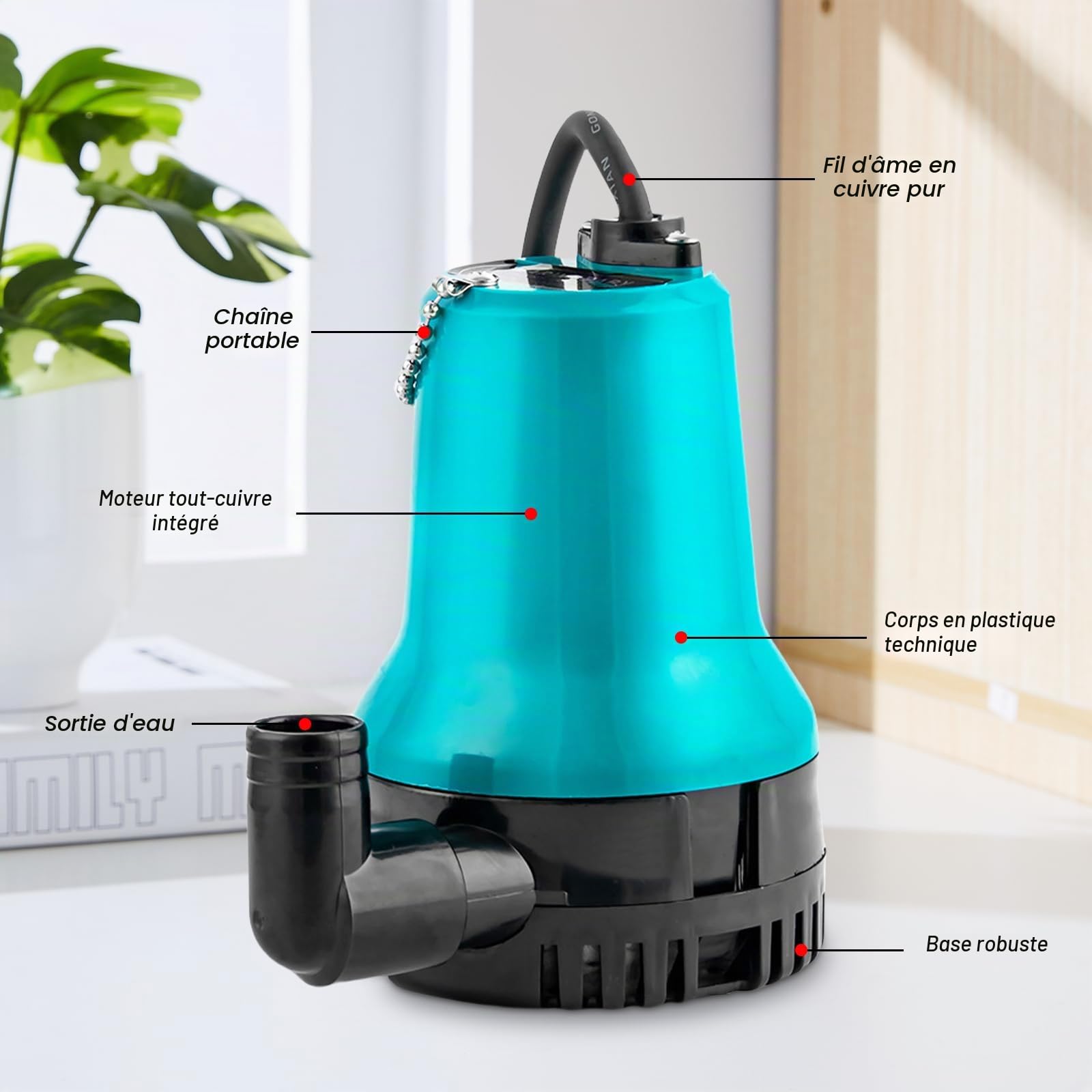 Pompe submersible pour eaux usées, mini pompe à eau DC 12 V, pompe à eau submersible 50 W, 4200 l/h, pompe de transfert d'eau pour aquarium, irrigation hydroponique