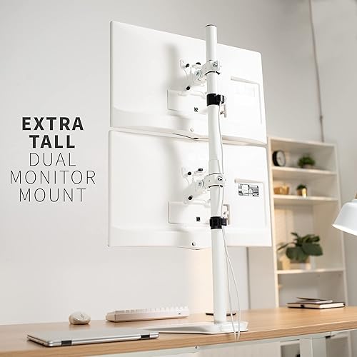 Miniatura 7 de VIVO STAND-V002LW - Soporte de escritorio para monitor dual, se mantiene en posición vertical apilada, 2 pantallas ultraanchas de hasta 34 pulgadas,