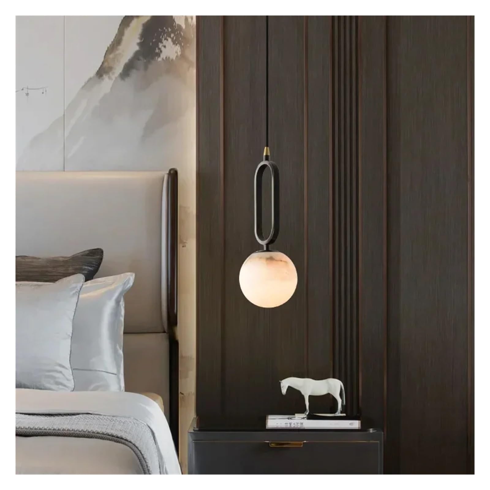 KXEcoLife Nodic Lamp Modern Marble Pendant Light Living Room Bedroom Hotel Bedside Hanging Ceiling Chandeliers Copper Home Decor