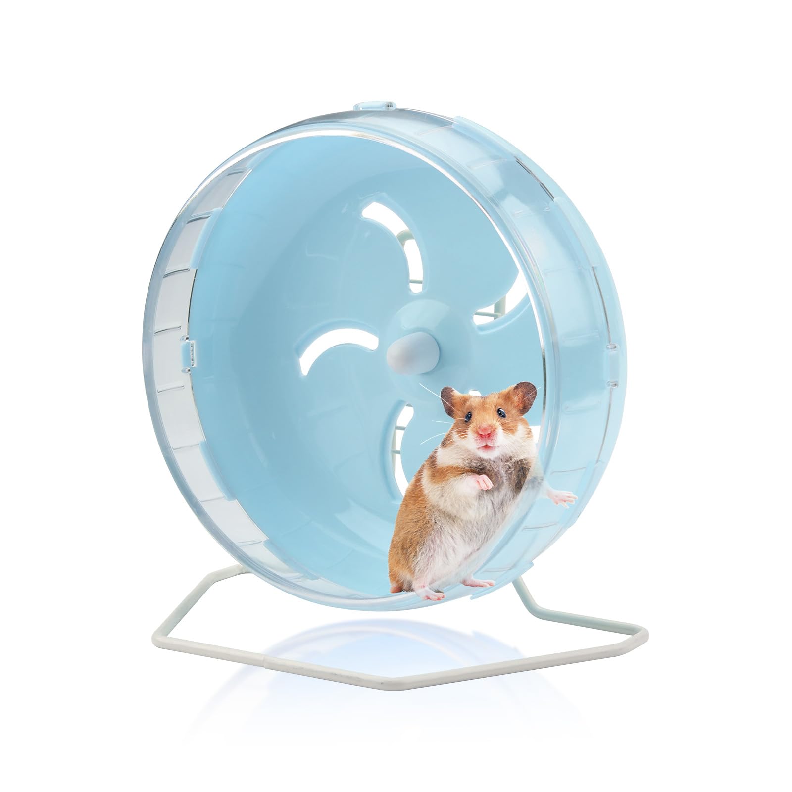 Roue silencieuse pour hamster bleue de 21,3 cm avec support réglable en hauteur, roues d'exercice silencieuses pour hamster, chinchilla, jouets de course pour petits animaux, accessoires de cage pour