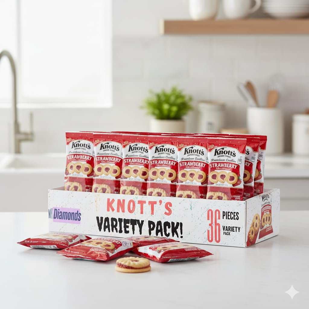 Knött''s Berry Farm Strawberry Shortbread Cookies, 2 Ounce Single Serve Packs, Individually packed, Variety Pack (36 Count)