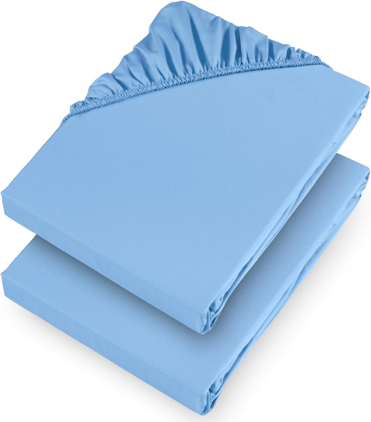 Aspire Homeware Small Double Fitted Sheet - 25cm Deep 2 Pack (Sky Blue)