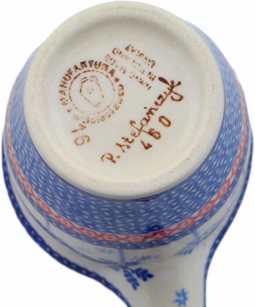Polmedia Polish Pottery Creamer UNIKAT - Winter Sights Pattern Handmade in Boleslawiec Poland + Certificate of Authenticity