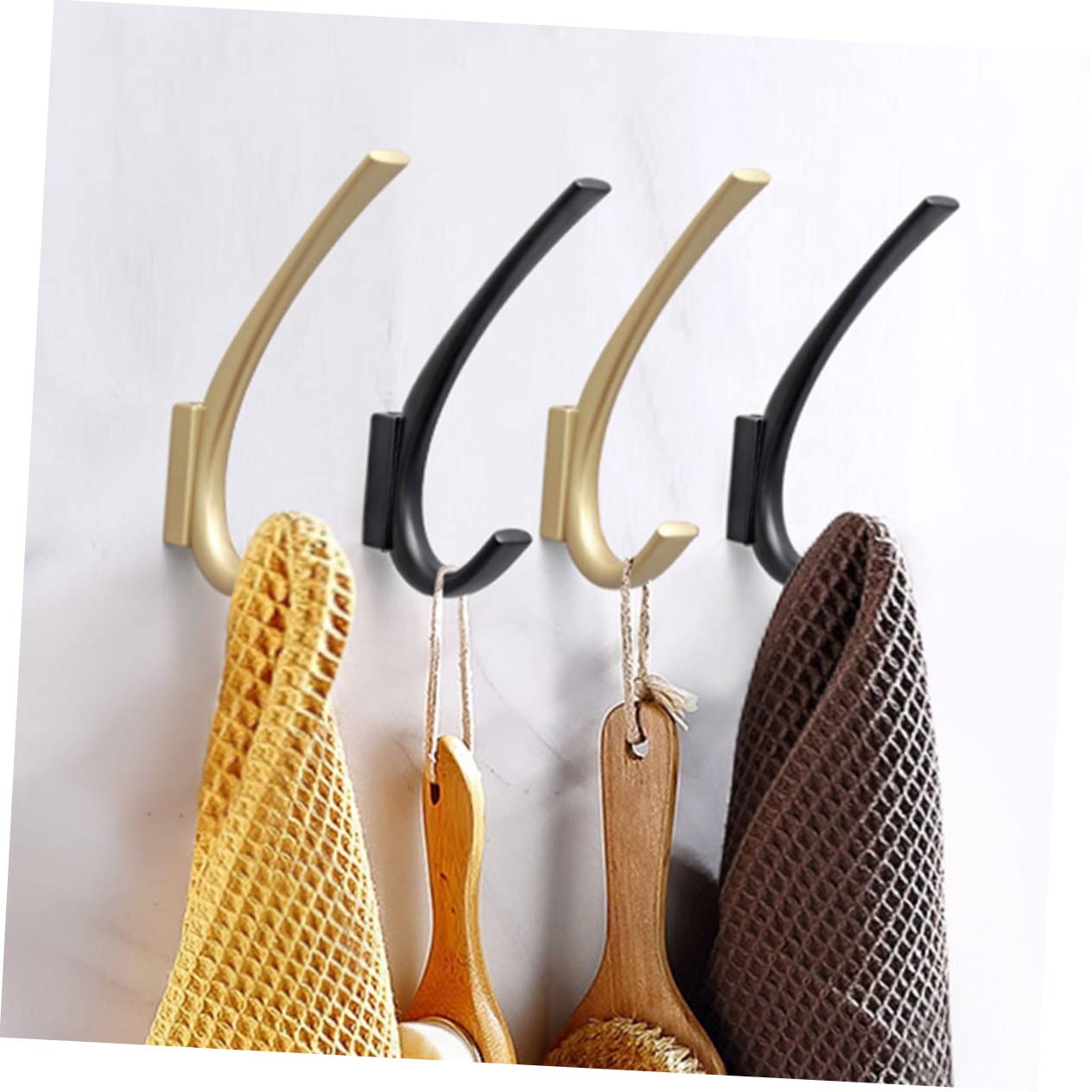 4piezas Ganchos De Pared De Metal Para Ropa y Accesorios Diseño De Perforación Para Baños y Habitaciones Ahorra Espacio
