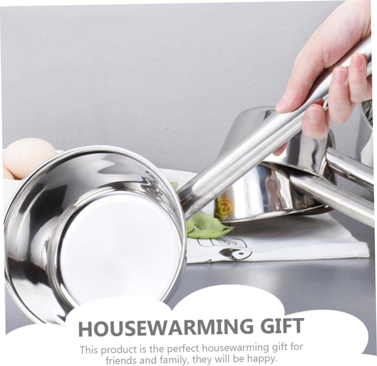 Stainless Steel Water Ladle Long Handle Thickened Medium Size Kitchen Soup Scoop Household Cooking Utensil for Home and Kitchen