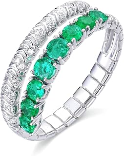 Mujer Hombre Unisex 18k oro blanco 18 quilates (750) redonda verde Emerald