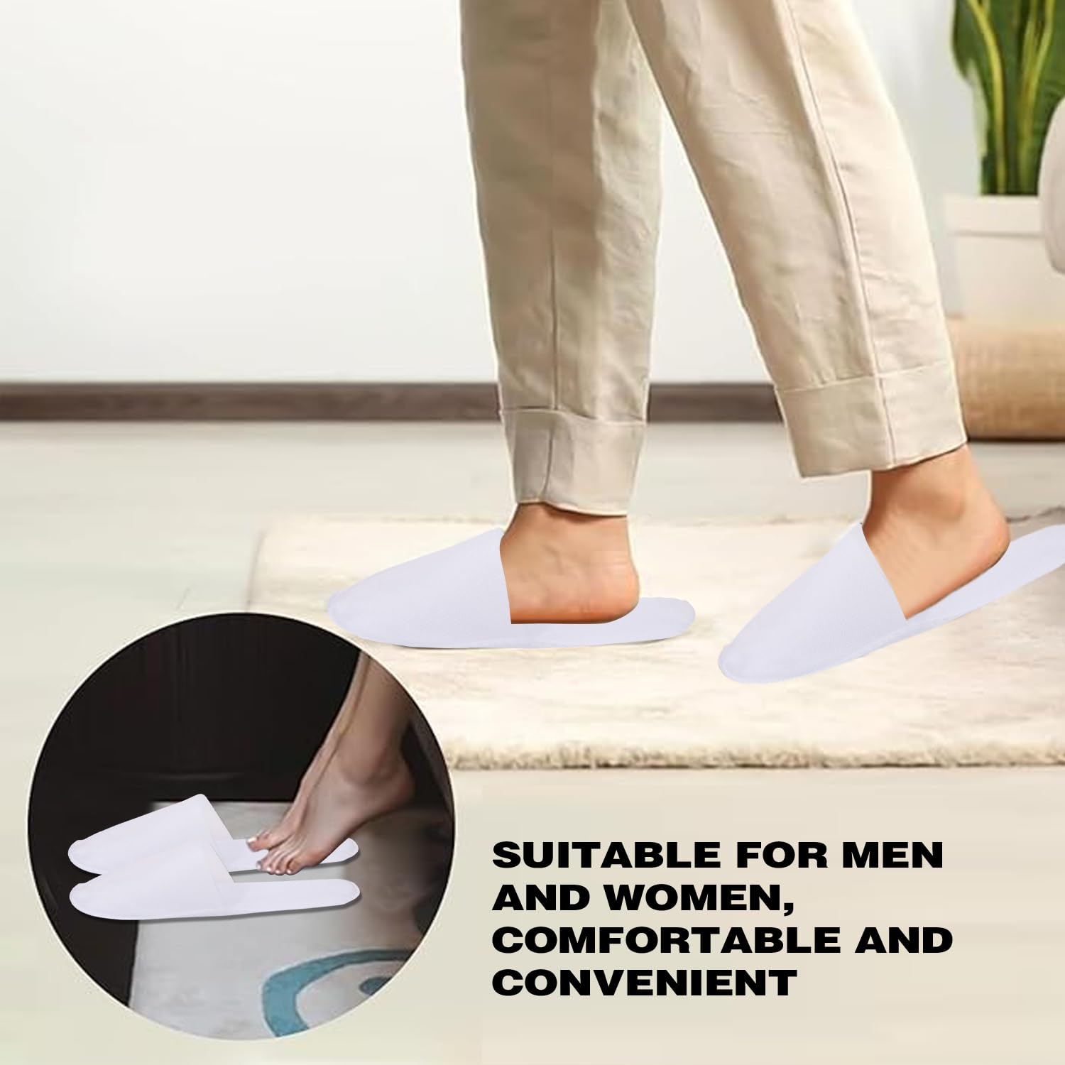 Pantofole Usa E Getta Antiscivolo | 2 Paia Unisex | In Spugna Per Hotel, Spa, Casa - Foto 6