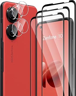 [3+2 Pack] Tempered Glass for Asus Zenfone 10 and Rear Camera Protector, Bubble Free, 9H Hardness, Anti Scratch, HD Screen Protector for Asus Zenfone 10