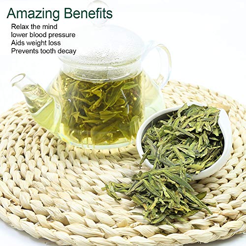 Fullchea - Longjing Tea - Dragonwell Tea - Chinese Green Tea Loose Leaf - First Grade - Natural Lung Ching Dragon Well - 8Oz / 226G #TOP6