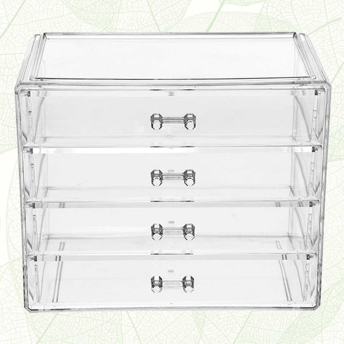 Caja de almacenamiento de maquillaje, organizador grande de cosméticos con cuatro cajones de acrílico con suficiente diseño de espacio de almacenamiento para uso doméstico para el cuidado de