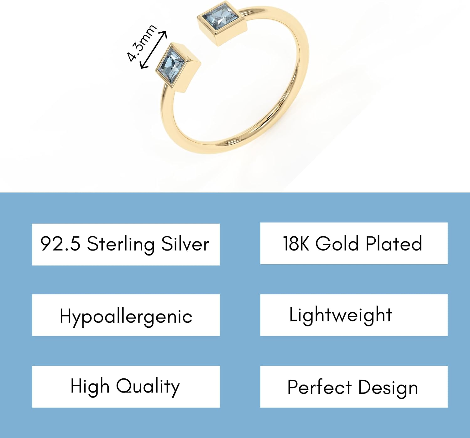 18k Gold Birthstone Ring for Women - Chunky Gold rings - Dainty Minimalist Ring for Girls - Valentine’s Day Stocking Stuffers for Teens
