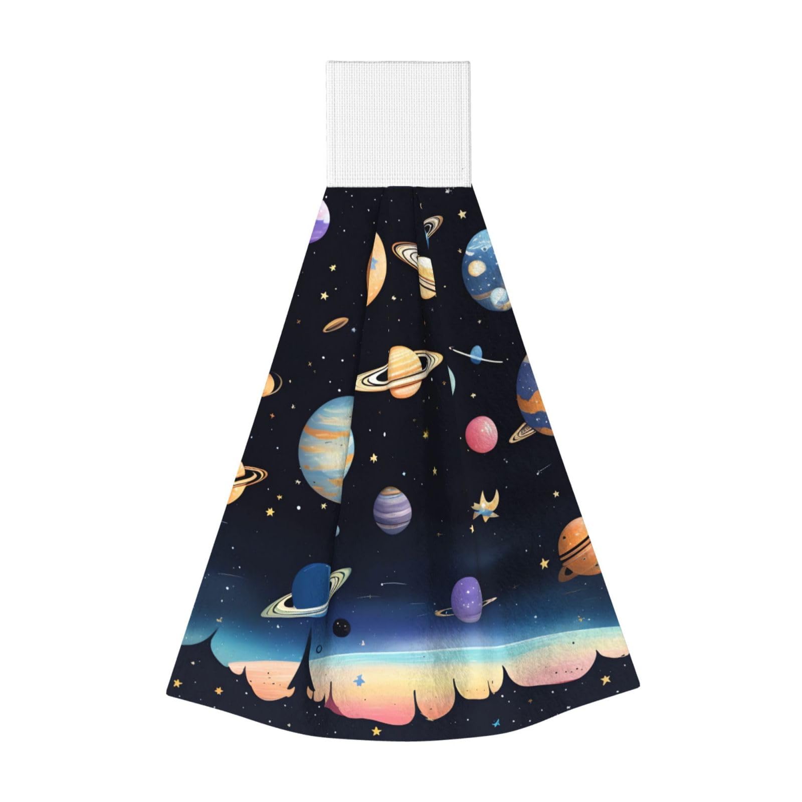 WUPngg Saturn Jupiter Earth Bathroom Tie Towels/Dish Cloth,Kitchen Hanging Towel, Coral Fleece Dry Cleaning Hand Dishcloths One Size