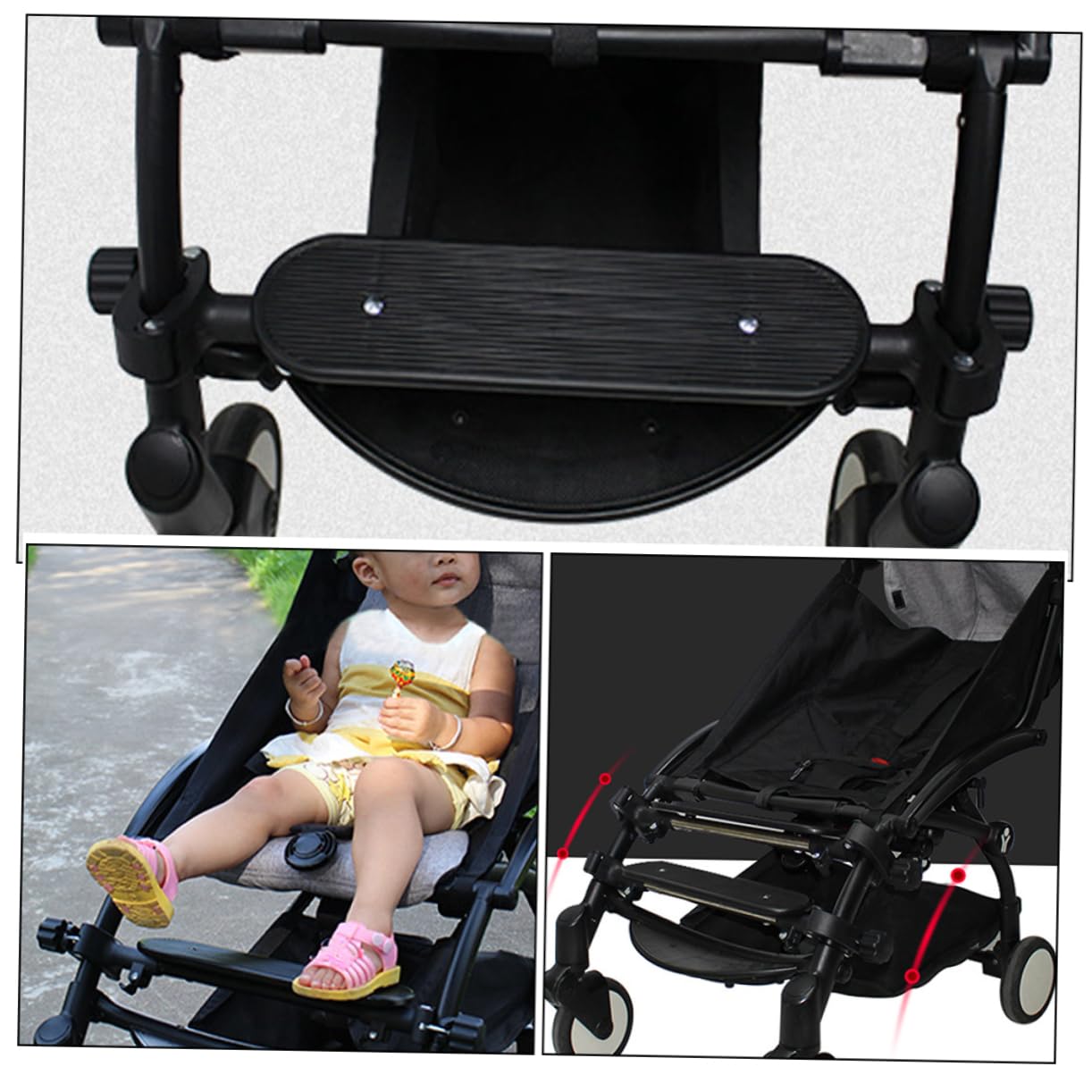 Repose-Pieds de Poussette Réglable Noir en Plastique pour Bébé