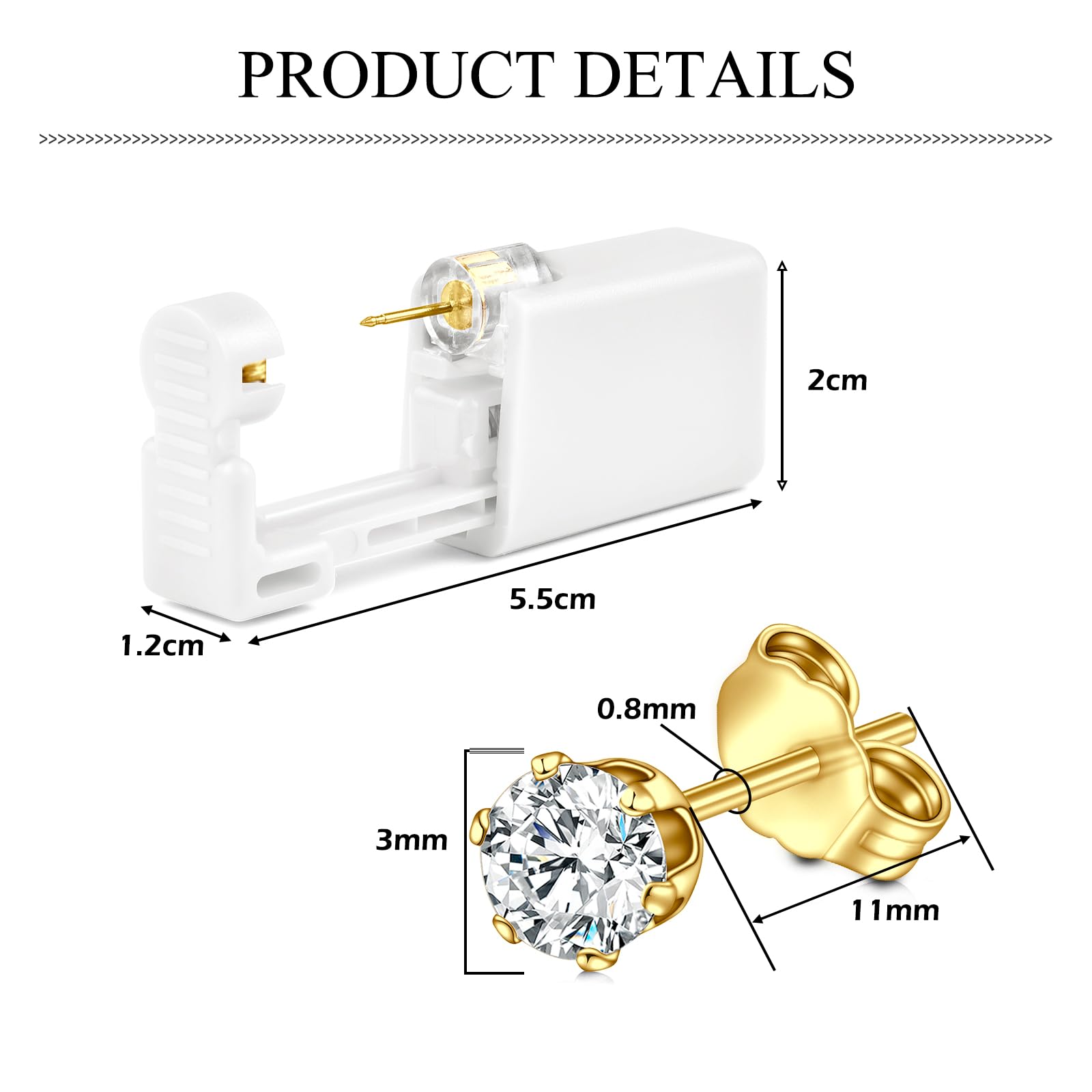 AceFun 4mm tragus helix piercing pistola conjunto acero inoxidable oreja cartílago pendientes