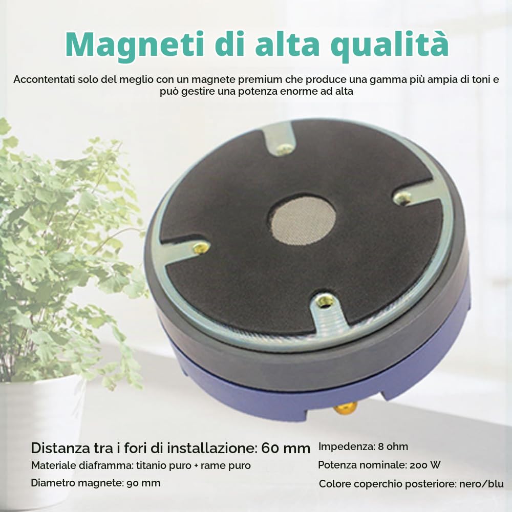 Yctze Driver di Compressione degli Oliminari 200 W con Terapia con Costruzione in Metallo a Magnet Premium per Accessori del di Altoparlanti Audio 'Auto