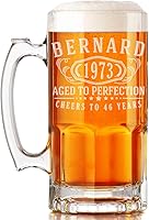 Personalized Engraved 34oz Glass Beer Mug for Men - Custom Groomsmen, Retirement, Birthday, Father's Day Gifts