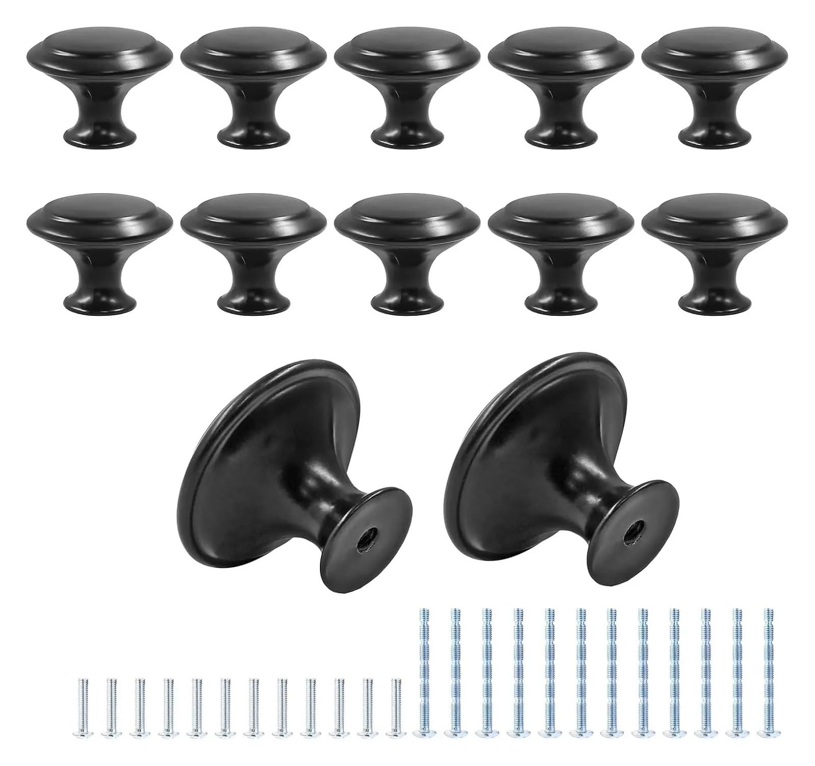 XFHtyCJ 12pcs Stainless Steel Cabinet Drawer Knobs & Handles(Black 12pcs)