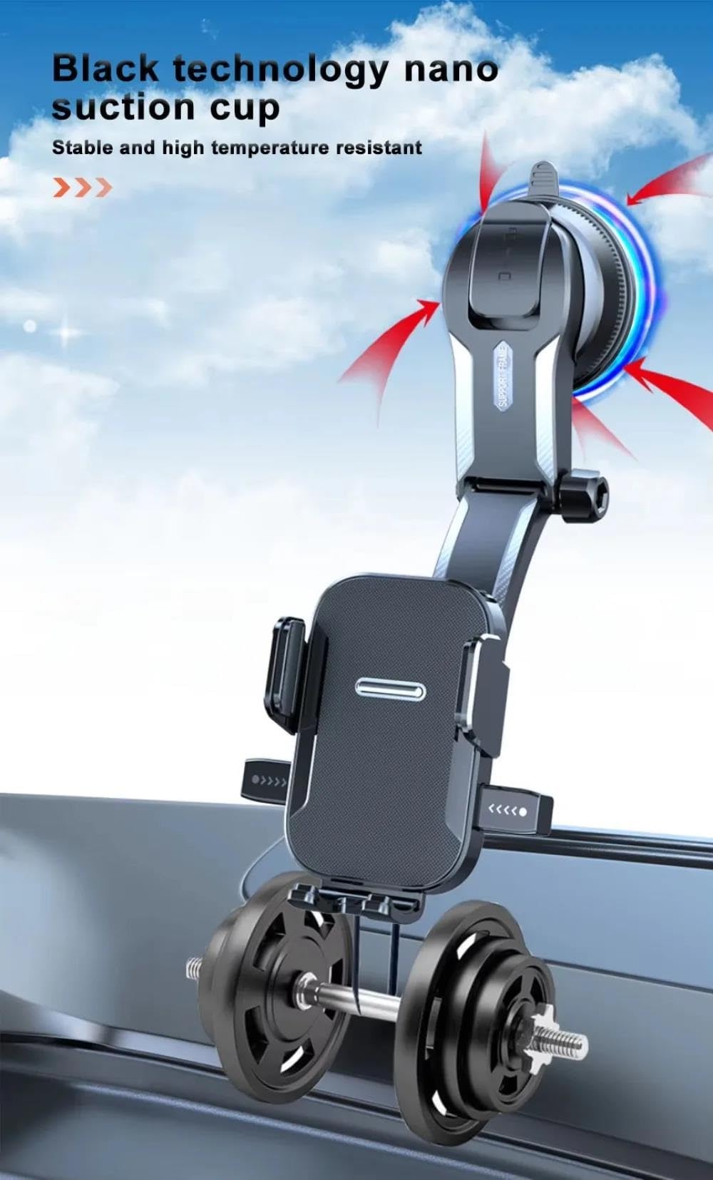 Porta Cellulare Auto Supporto universale per cruscotto auto per navigatore GPS, supporto da tavolo per parabrezza(Striated Surface)