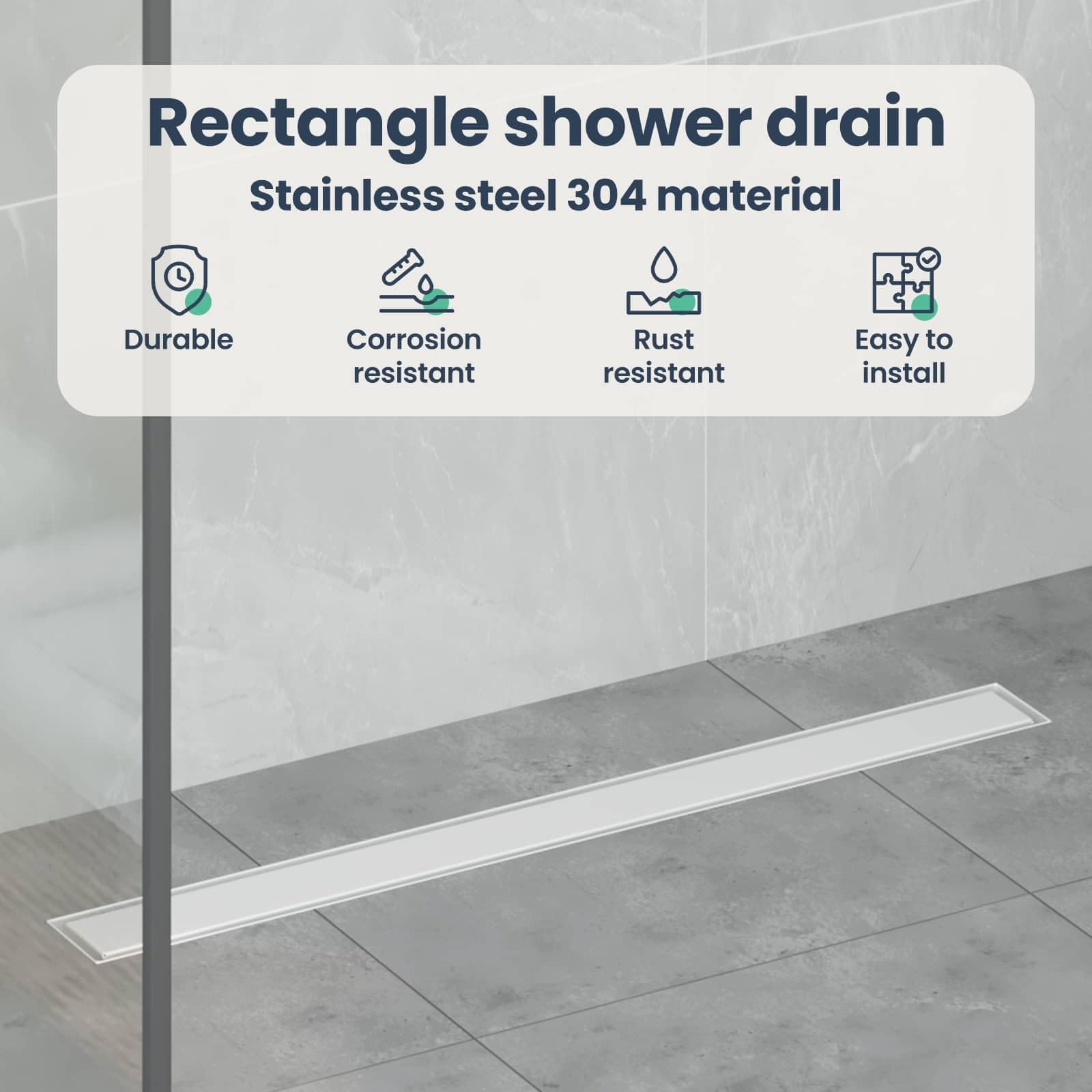 vidaXL Drenaggio Doccia 2 in 1 Argento 70 cm Acciaio Inox 304, Stile per Il Bagno, Scarico Doccia Moderno, Soluzione idraulica, Accessori per Il Controllo dell'Acqua