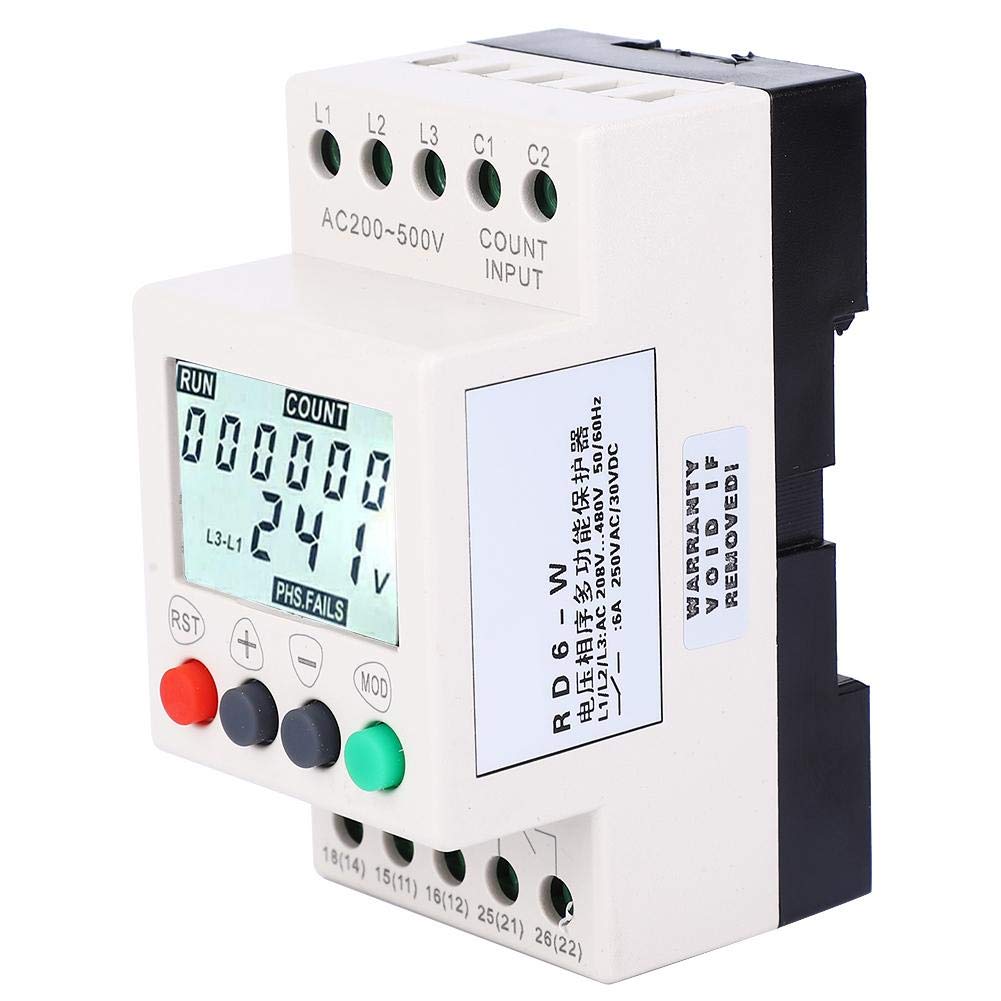 3 Phase Sequence Relay,RD6-W 208-480VAC Voltage Over Under Voltage Phase Failure Relay,LCD Rail Voltage Phase Loss Protector Monitoring Relay