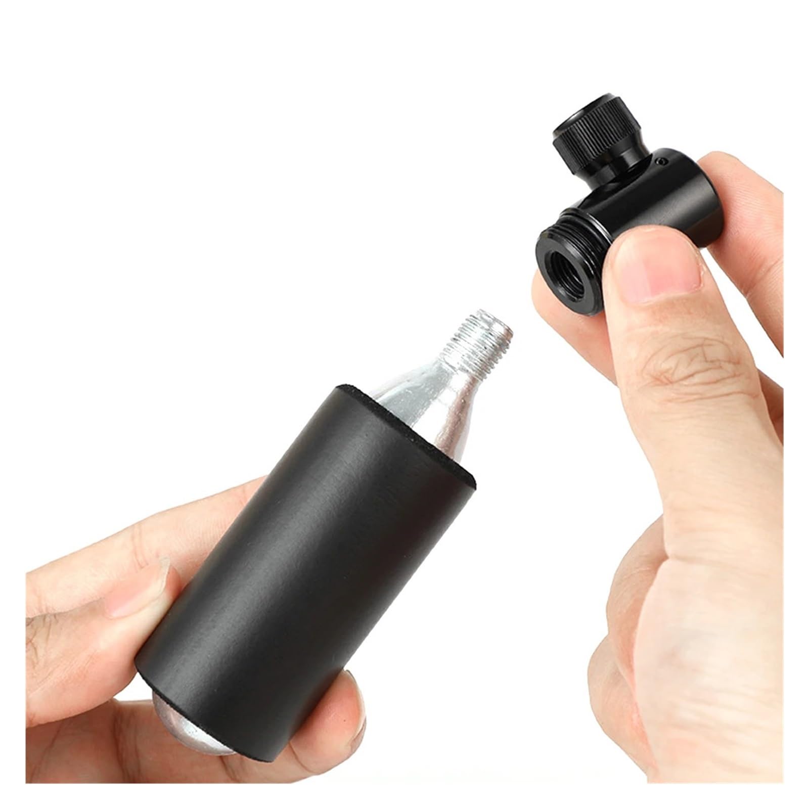 1 Stück CO2-Inflator aus Aluminiumlegierung mit Reifenreparaturset, tragbares Doppelventil for Schrader- und Presta-Fahrradzubehör(Black)