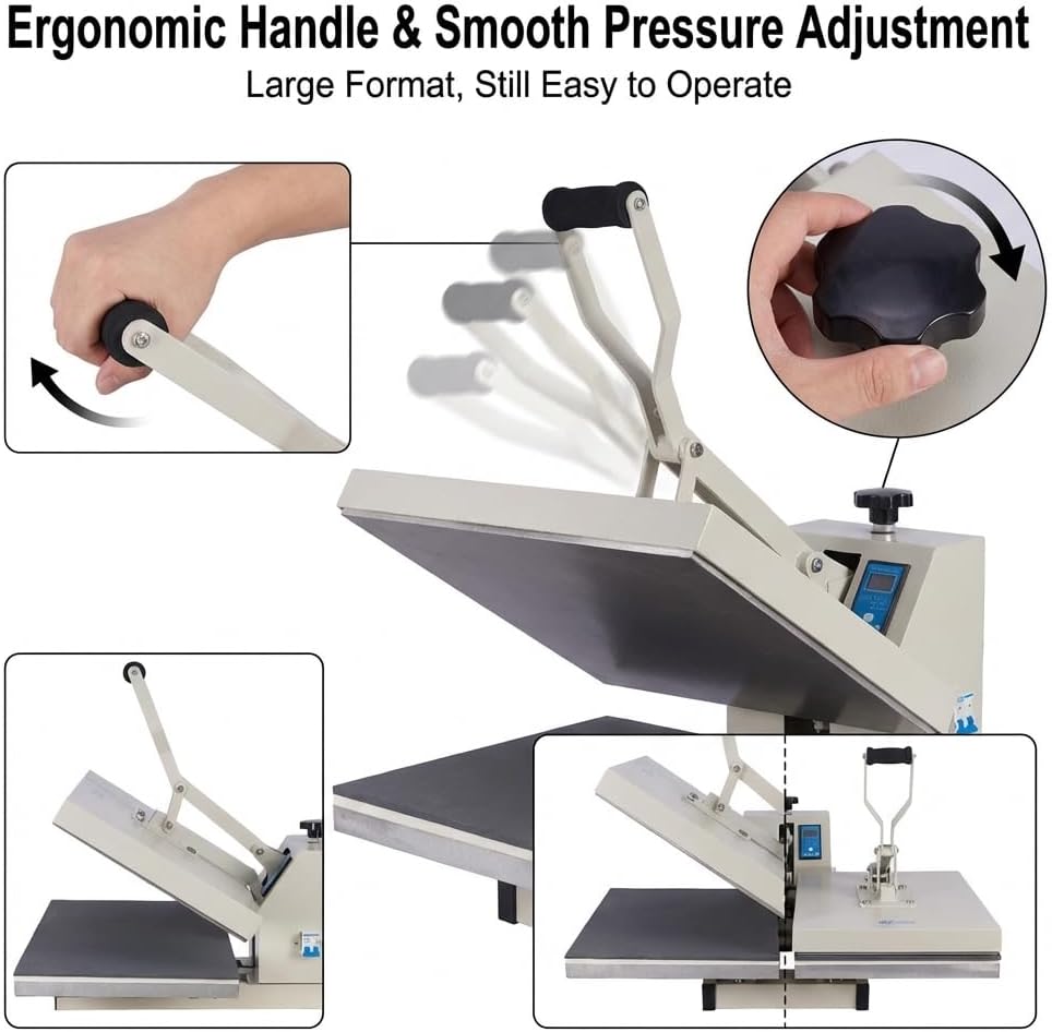 16x32 Large Format Manual Heat Press Machine 110V 2600W, Heavy-Duty Professional High Pressure Heat Transfer for T-Shirts Mouse Pads License Plates, Sublimation, Htv, and More (Grey)