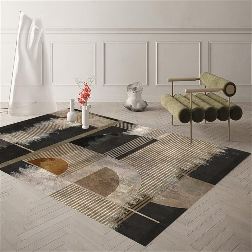 Tapis de terrasse extérieur motif rayé moderne gris foncé 90x120