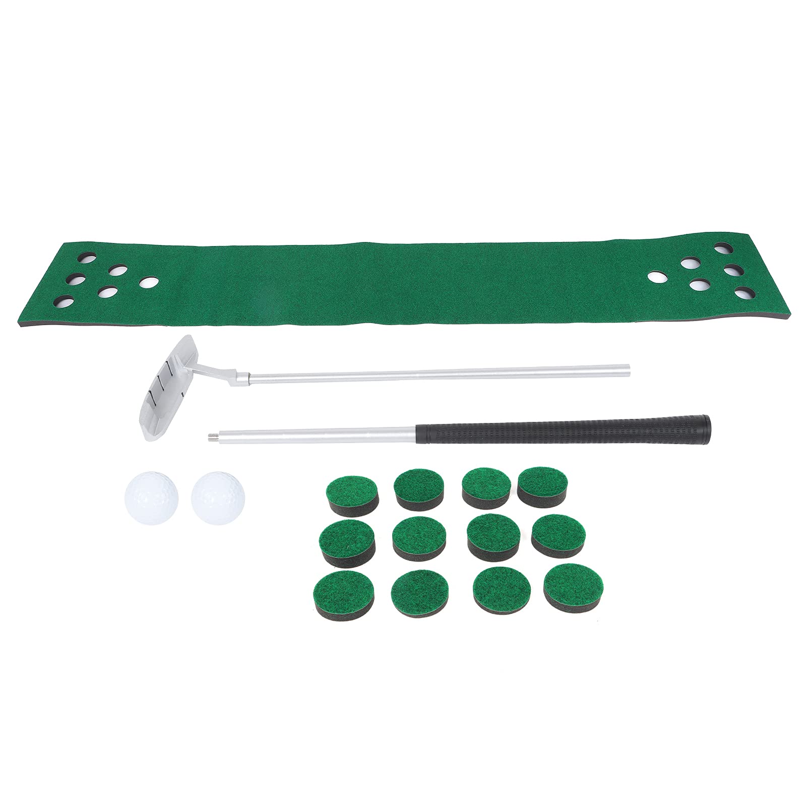 Qqmora Tappetino da con 12 Putting Green e 2 Palline per Divertenti Giochi Al Coperto e All'aperto, Compatto e Pieghevole, Realizzato in Flanella Resistente, Lunghezza 118 Pollici