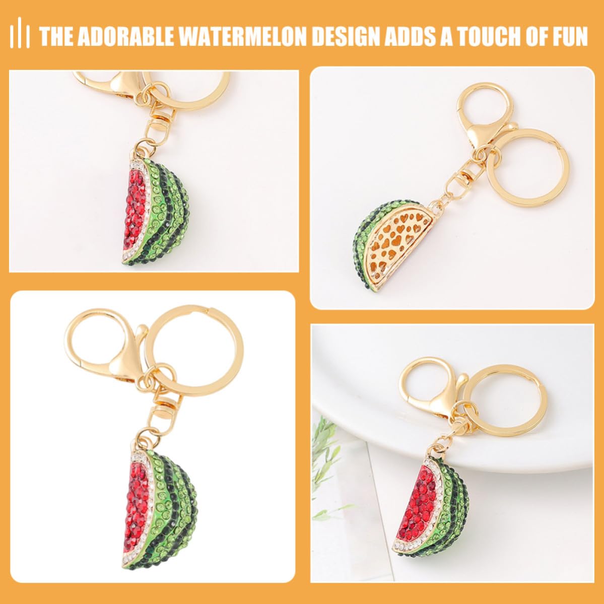 HEMOTON Glänzender Wassermelonen Schlüsselanhänger aus Zinklegierung mit vielseitigem Design, niedlicher Autoschlüssel Taschenanhänger für Geldbeutel und Rucksack