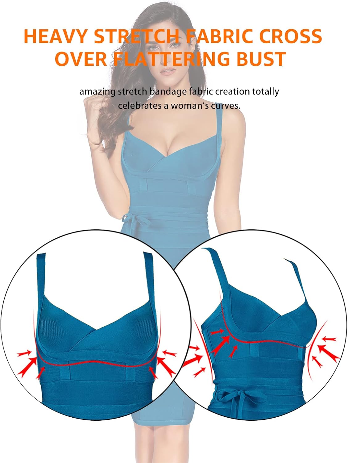 meilun Womens Rayon Belt Detail Bandage Bodycon Party Dress - Image 4